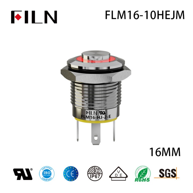 120V Push Button Switch 16MM 4 Pin Led Latchig Momentary Waterproof 15A 120V Push Button Switch