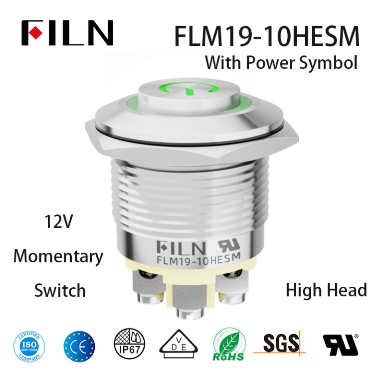 19MM Screw Foot Momentary Led Door Bell Button 12V Push Button Switch