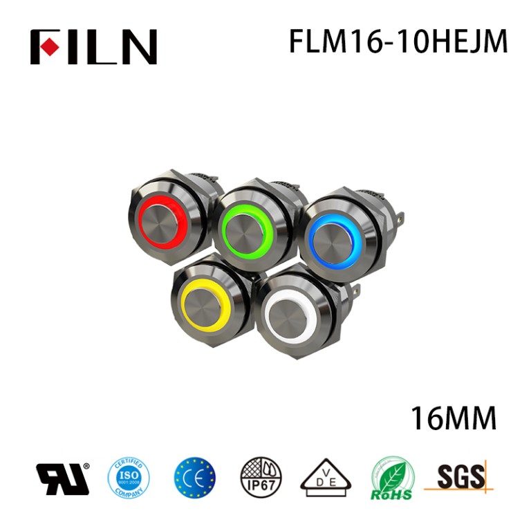 15A Push Button Switch 16MM 4 Pin Led Latchig Momentary Waterproof 15A 120V Push Button Switch
