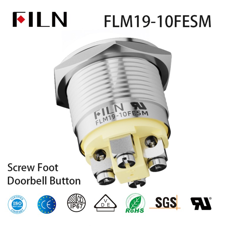 Doorbell Button 19MM Screw Foot Momentary Led Door Bell Button 12V Push Button Switches