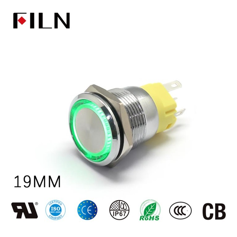 110 Volt Push Button Switch New 19MM 5PIN Metal Push Button Switch by FILN – Enhanced 110 Volt with Brighter Light