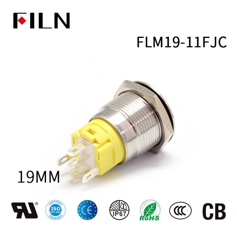 110 volt pushbutton control New 19MM 5PIN Metal Push Button Switch by FILN – Enhanced 110 Volt with Brighter Light