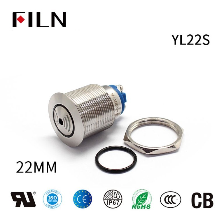 12V piezo buzzer 22MM LED Metal Two Screw Pins 12V Buzzer Warning Indicator Ring Lights