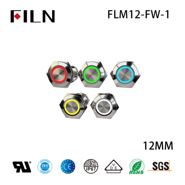 12mm waterproof push button switch 12MM IP67  12V Momentary On Off Waterpoof Push Button Swtich
