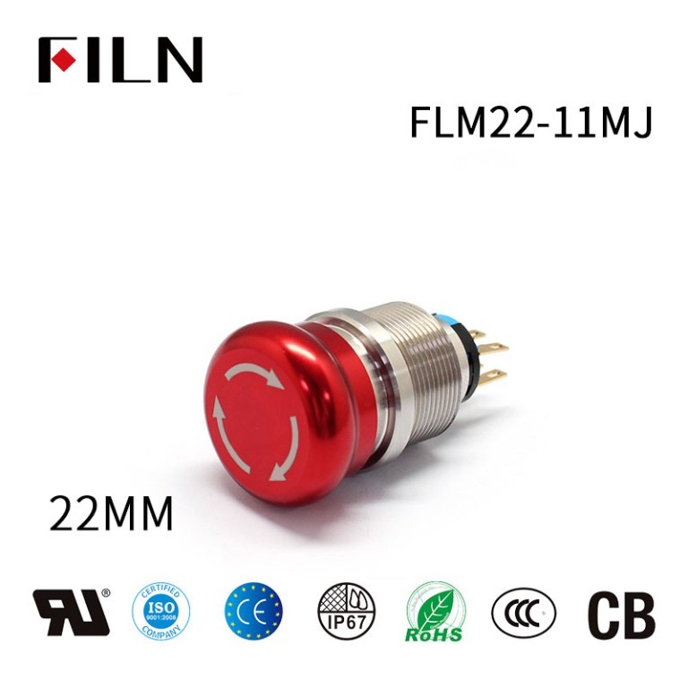 22mm Emergency Stop Button 22MM Emergency Stop Button Red Momentary Head Mushroom Push Button Switch
