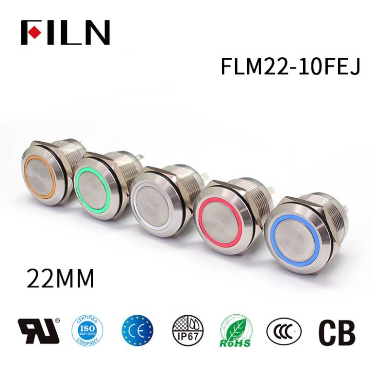 22mm push button switch 220 VAC Switch Button 4pin 10A Blue 22MM Push Button Switch