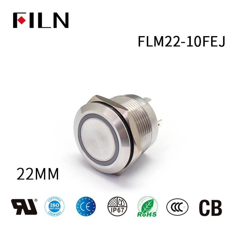22mm push buttons 220 VAC Switch Button 4pin 10A Blue 22MM Push Button Switch