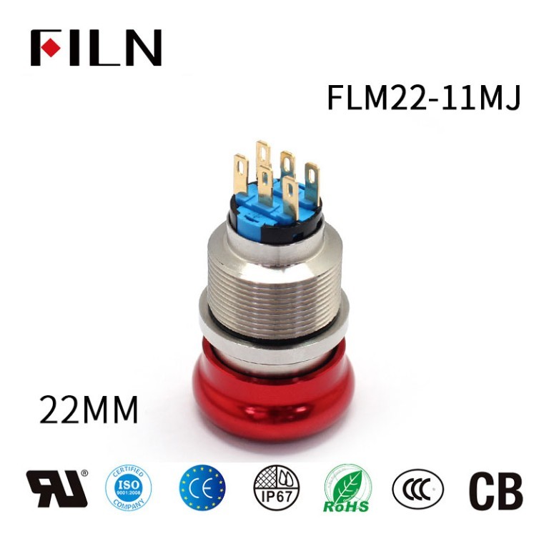 22mm twist-to-release emergency stop 22MM Emergency Stop Button Red Momentary Head Mushroom Push Button Switch