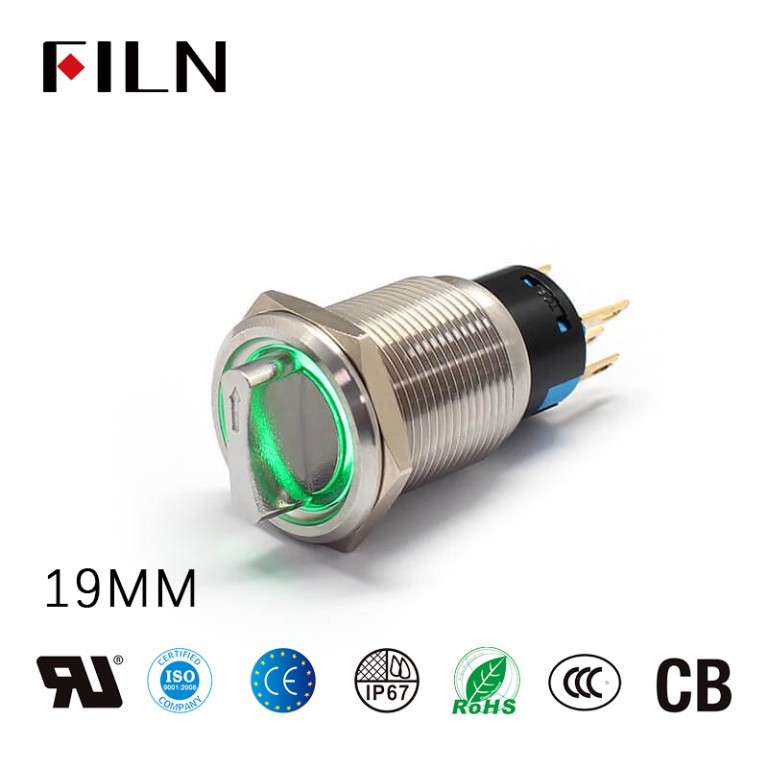 3 Way Push Button Switch Metal Rotary Switch-3 Way 5 Pin Push Button Switch Latching Illuminated