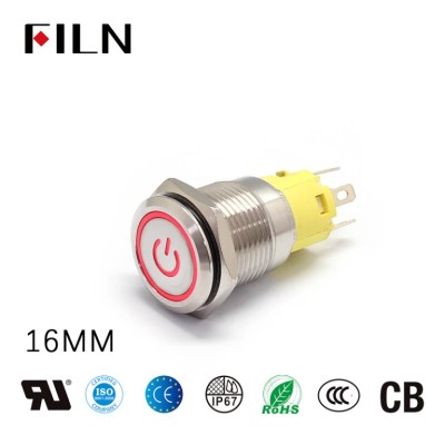 FILN 16MM 5PIN 12V Push Button Switch With LED Latch
