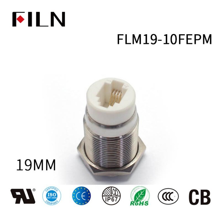 FILN RJ9 Connector Telephone Plug Switch 19MM 4P4C Easy Plug Button