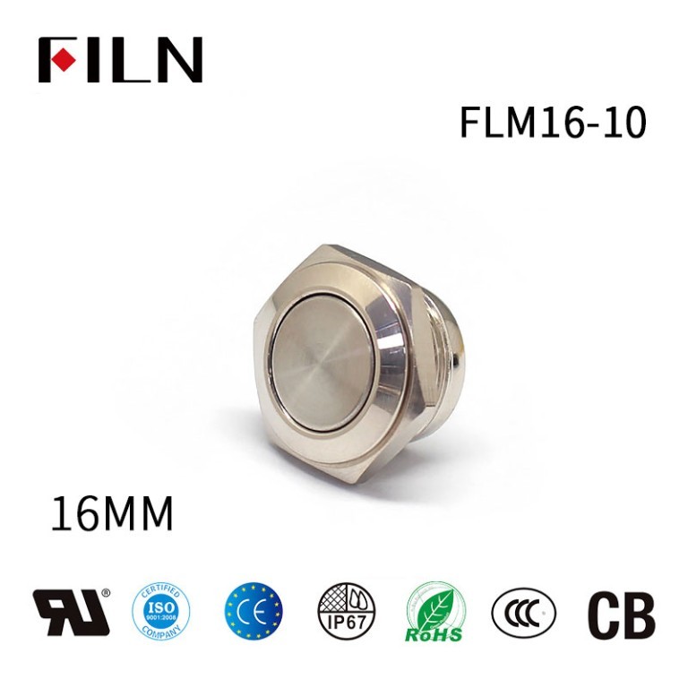 Metal Button FILN Flat Head Metal Button 16mm Waterproof 2Pin Solder Terminal