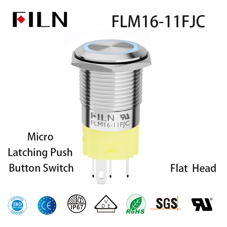 16MM Latching Momentary  Waterproof  Micro Push Button Switch