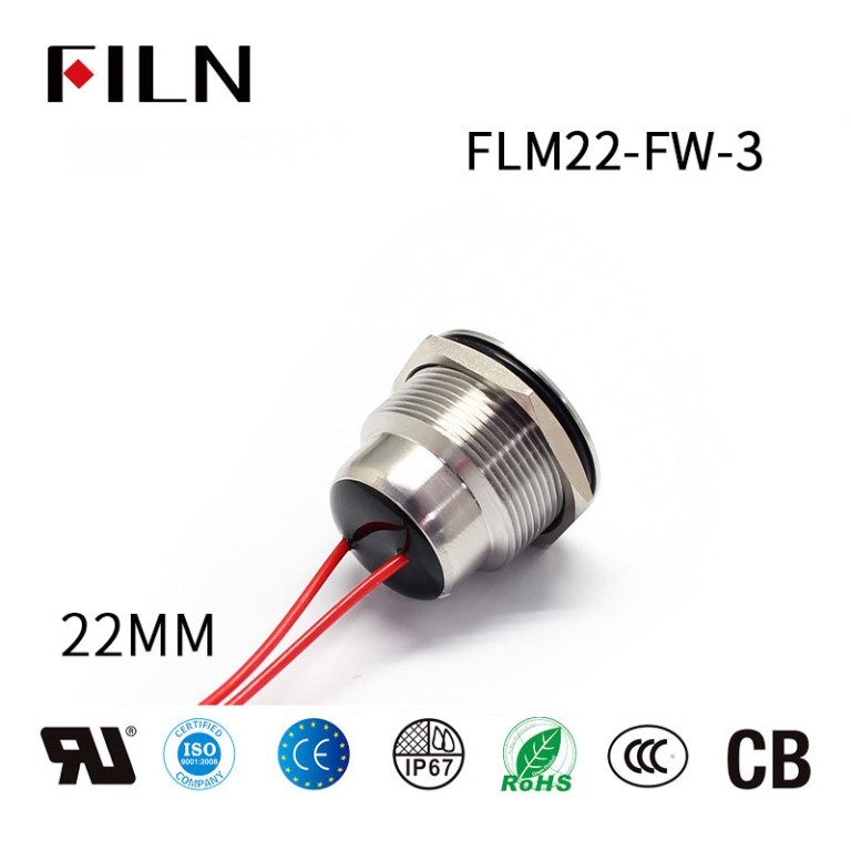 On and off toggle push button FILN 110V Momentary Push Button on And off Switch Two wires Flat Stainless Steel