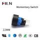 FILN 22 MM 5PIN  Illuminated 12V Led Reset Round Momentary Plastic Push Buttons Power Logo Momentary Switch