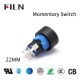 FILN 22 MM 5PIN  Illuminated 12V Led Reset Round Momentary Plastic Push Buttons Power Logo Momentary Switch