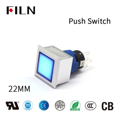 Push Button Lighting With 5P Terminal Pins LED Blue Momentary 12V 220V