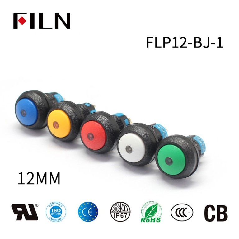 Push button light switch for lamps FILN 12MM 4-Pin Ball Head Push Button Lamp Light Switch with Indicator