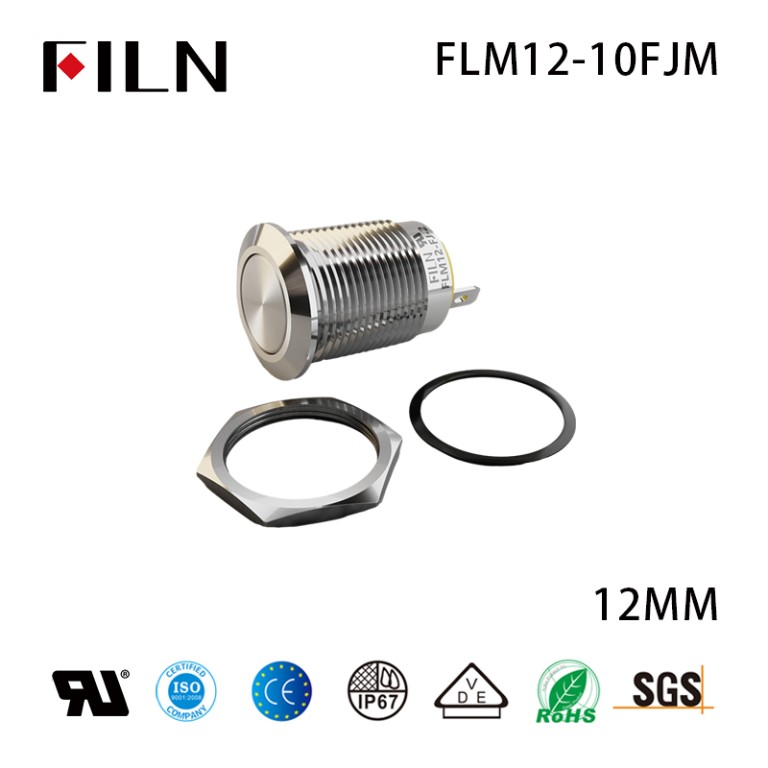 Small Momentary Push Button Switch 12MM 2PIN Metal IP65 Momentary Small Push Button Switch