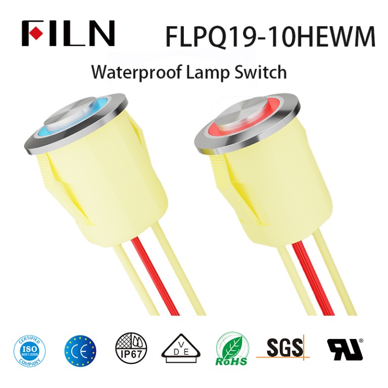 FILN 19MM Lamp Push Button Switch Waterproof Lamp Switch