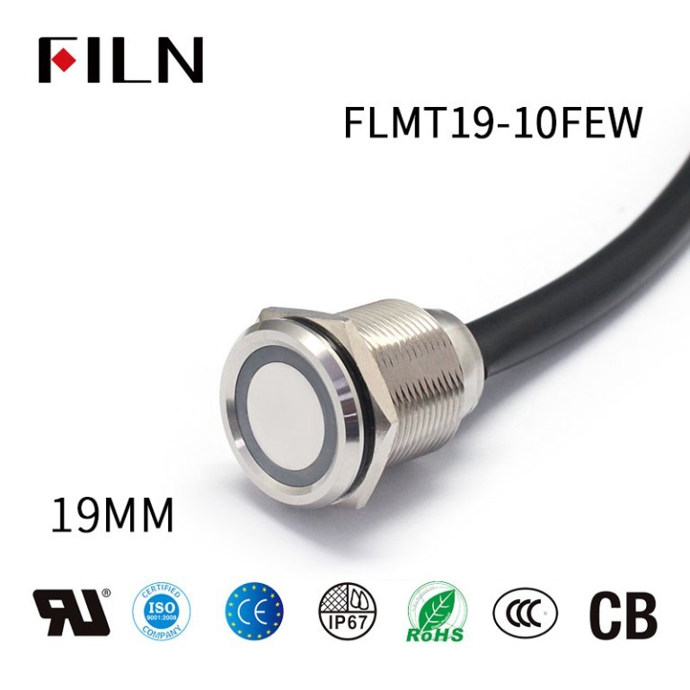 momentary touch switch New 19mm Touch Button Switch With Wire Waterproof Metal Touch Push Button Switch