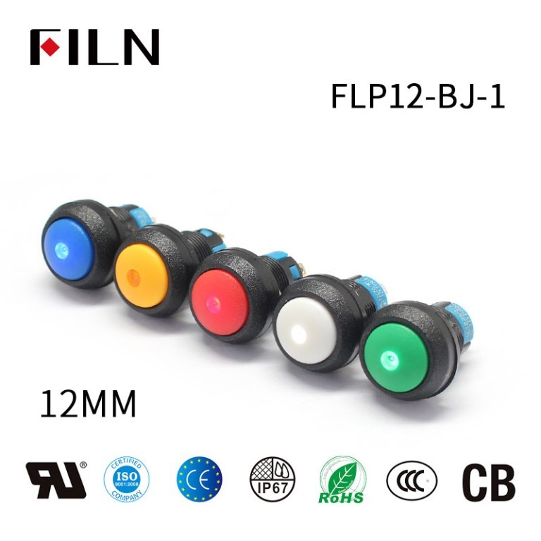 push button lamp light switch FILN 12MM 4-Pin Ball Head Push Button Lamp Light Switch with Indicator