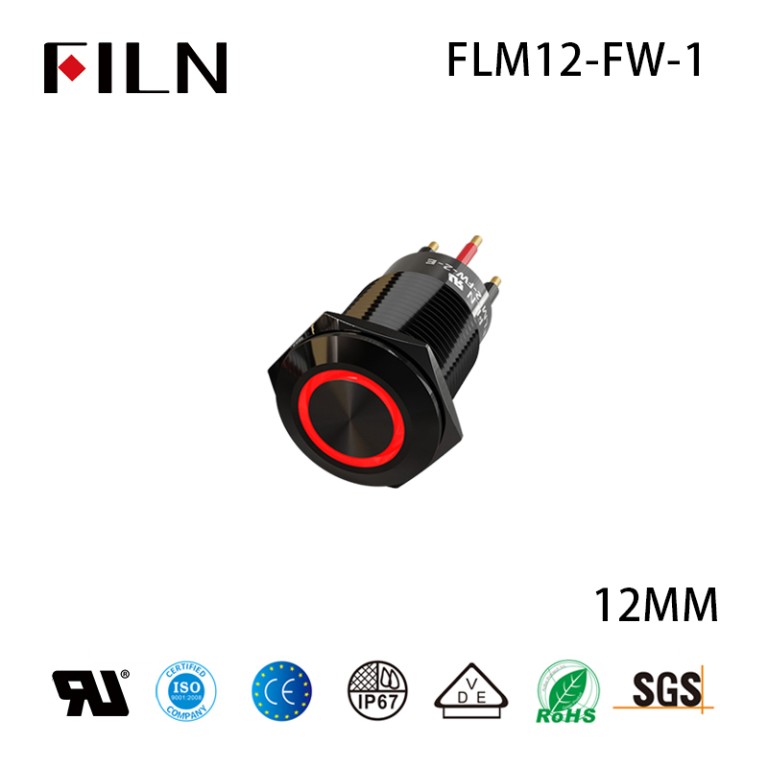 push button on off switch waterproof 12MM IP67  12V Momentary On Off Waterpoof Push Button Swtich