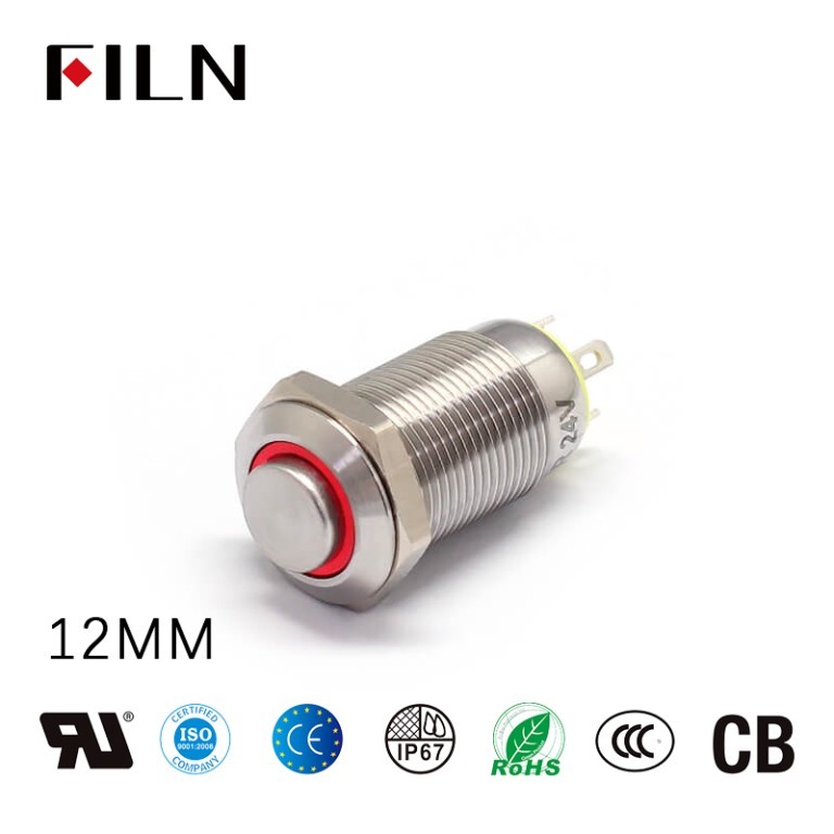 push button switch 12v 12MM 4Pins  Illuminated Latching Small Push Button Switch 12V