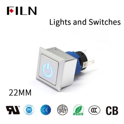 FILN 22MM Plastic Illuminated Momentary 5PIN Push Type Switch