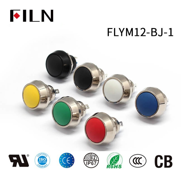 FILN 12MM 2PIN Momentary Metal Round Push Button Switch