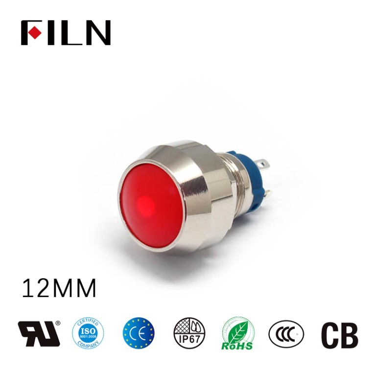 FILN Small Push Button Led Lights 12MM Round Momentary Switch 4PIN