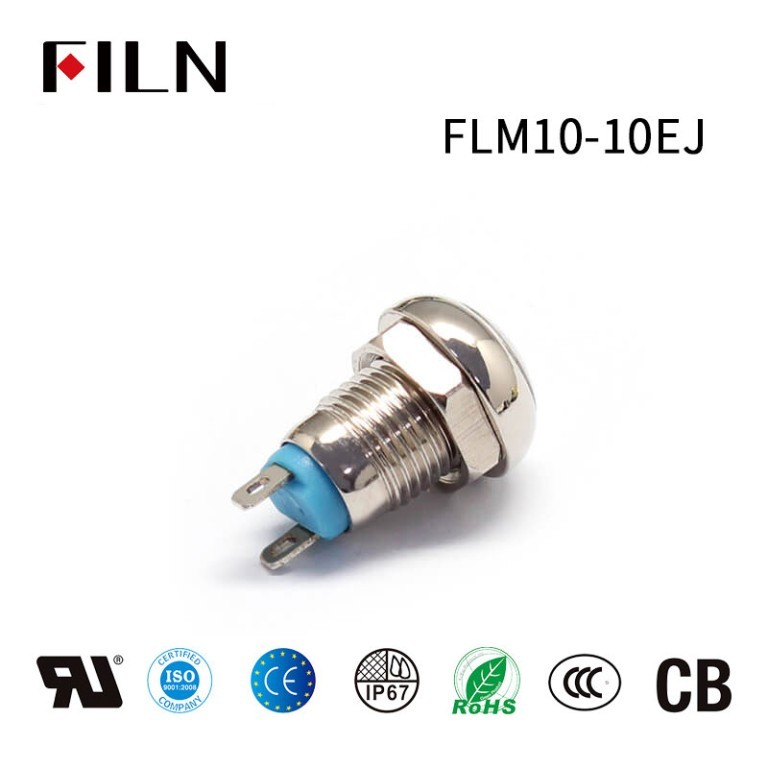 FILN Small Push Switches: 10mm Metal Ball Head, 2-Pin, Compact Design