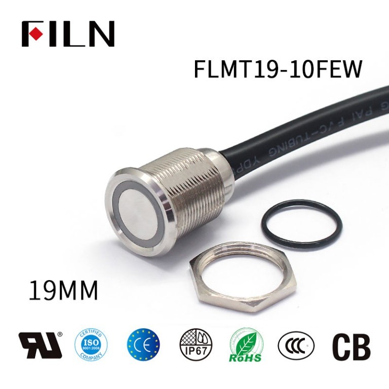 touch button switch New 19mm Touch Button Switch With Wire Waterproof Metal Touch Push Button Switch