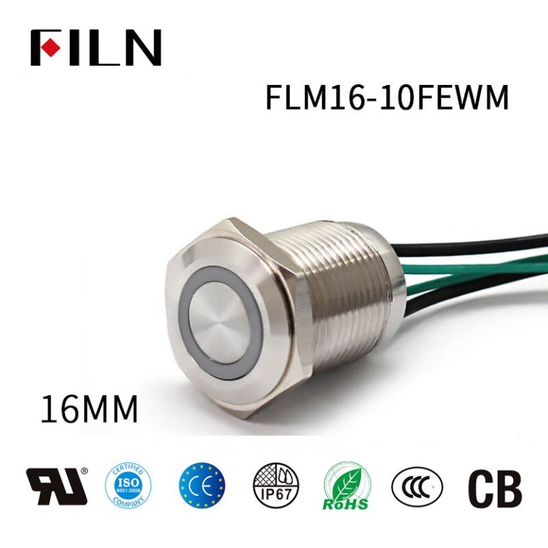 waterproof 12 volt push button switch FILN Waterproof Momentary Switch: 16mm Metal, Ring LED, 5 Colors With 4 Wire