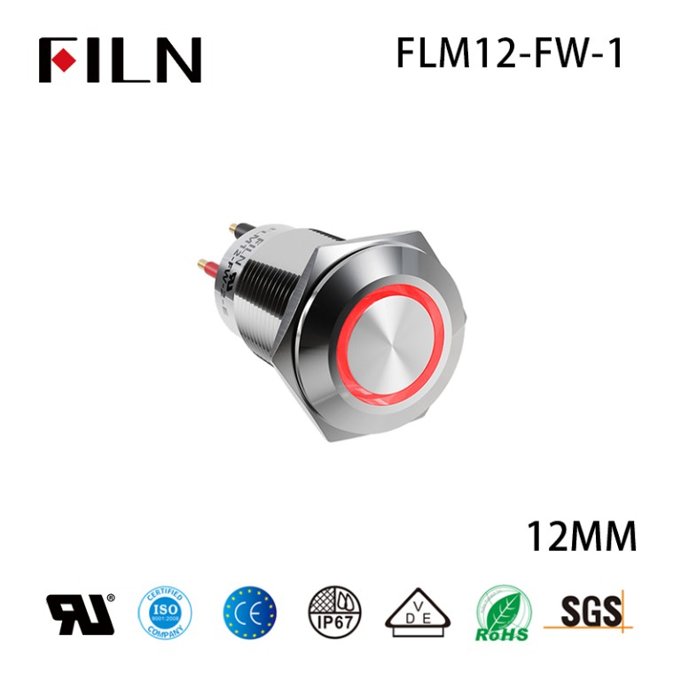 waterproof momentary push button switch 12MM IP67  12V Momentary On Off Waterpoof Push Button Swtich