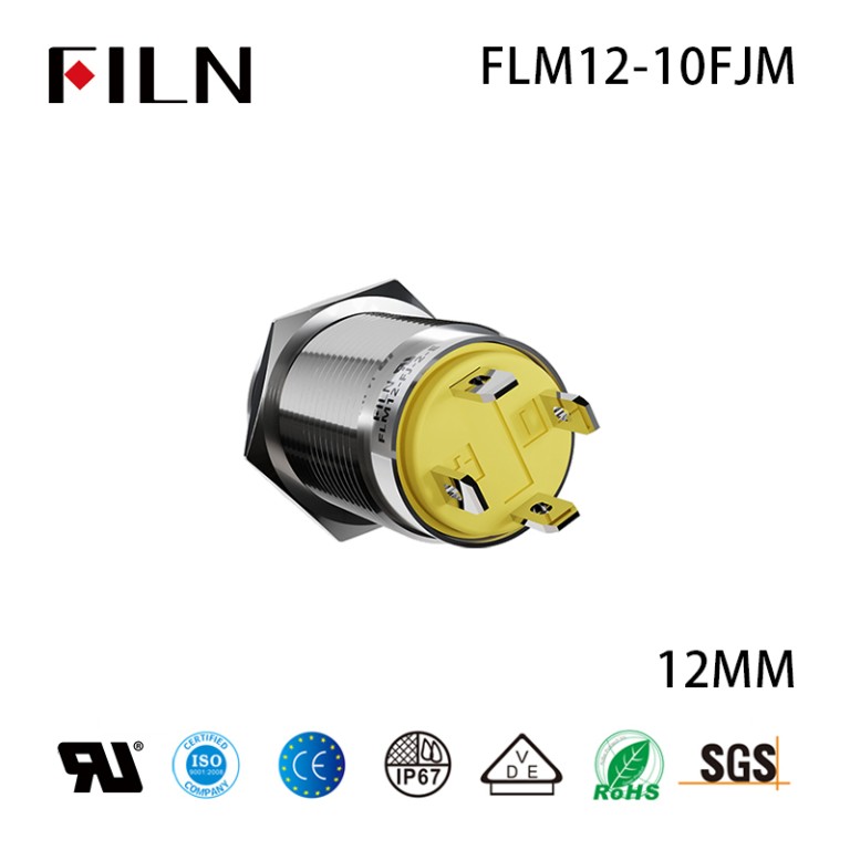 4 pin push button switch FILN 12MM Metal IP65 4 Pin Momentary Push Button Switch