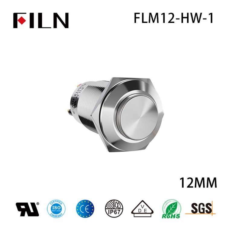 Door opener push button switch FILN Garage Door Push Button Switch 12MM High head without light Momentary Switch 4PIN