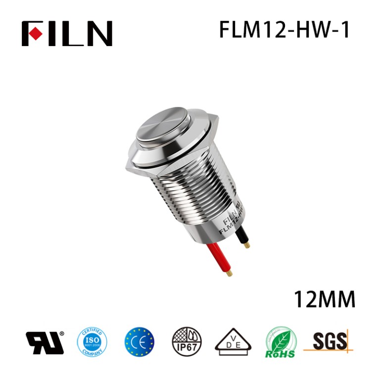 Garage door push button FILN Garage Door Push Button Switch 12MM High head without light Momentary Switch 4PIN