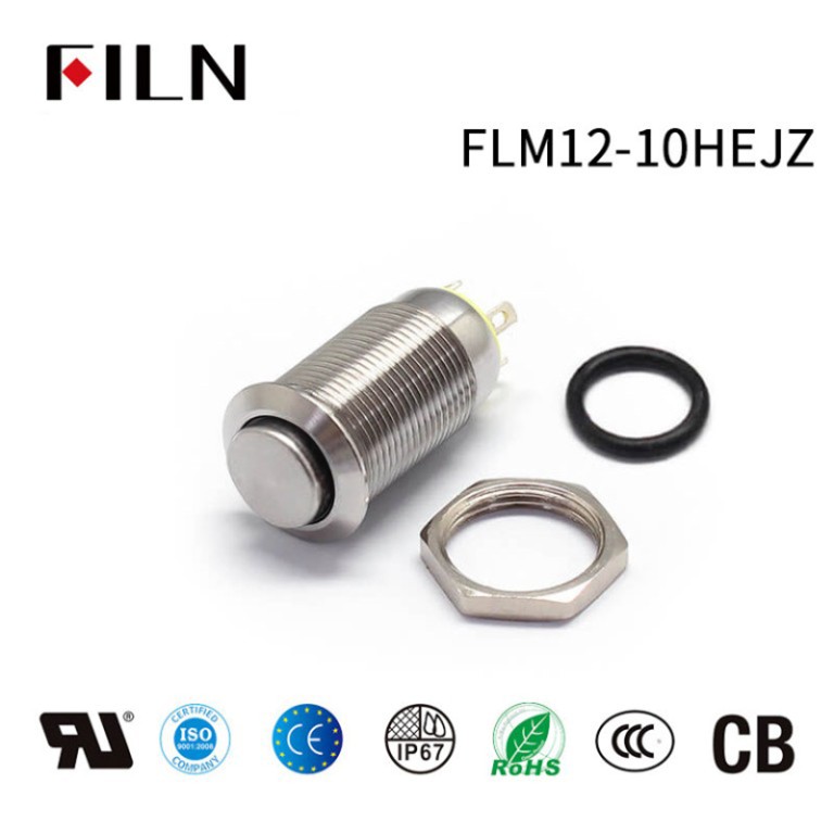 Miniature push switch FILN 12MM High-Top 2 Pin Push Button Switch – No lights