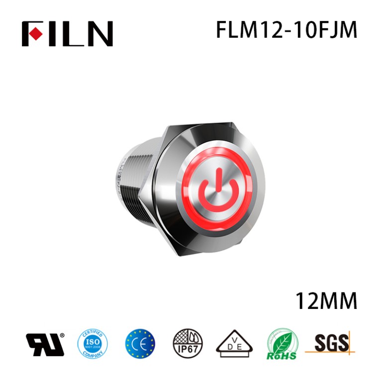 Momentary push button switch FILN 12MM Metal IP65 4 Pin Momentary Push Button Switch