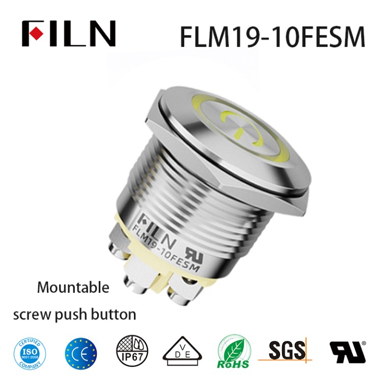 Mountable screw push button FILN Screw Foot Push Button Switches with 4PIN, 19MM Mounting Hole, and Versatile Voltage Options