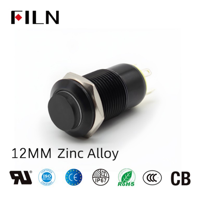 Panel mount push button FILN 12MM High-Top 2 Pin Push Button Switch – No lights