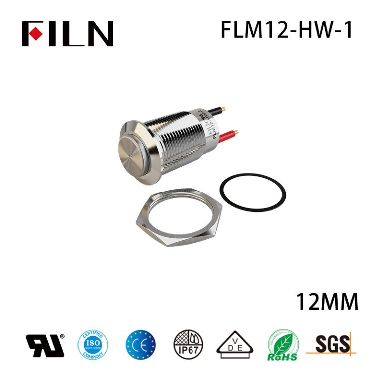 Wall-mounted door push button FILN Garage Door Push Button Switch 12MM High head without light Momentary Switch 4PIN