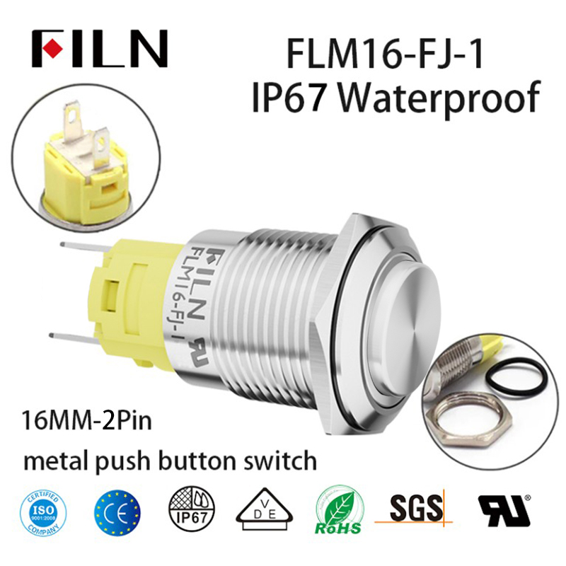 Great 12V Latching Push Button Switch16MM Metal Tactile Switch Flat