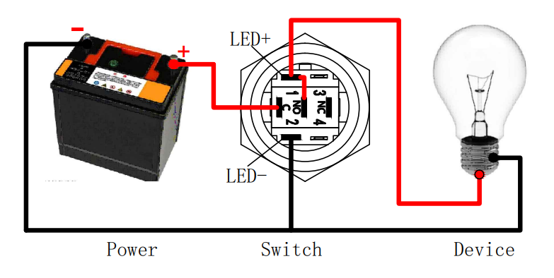5PIN Push button switch diagram method 1