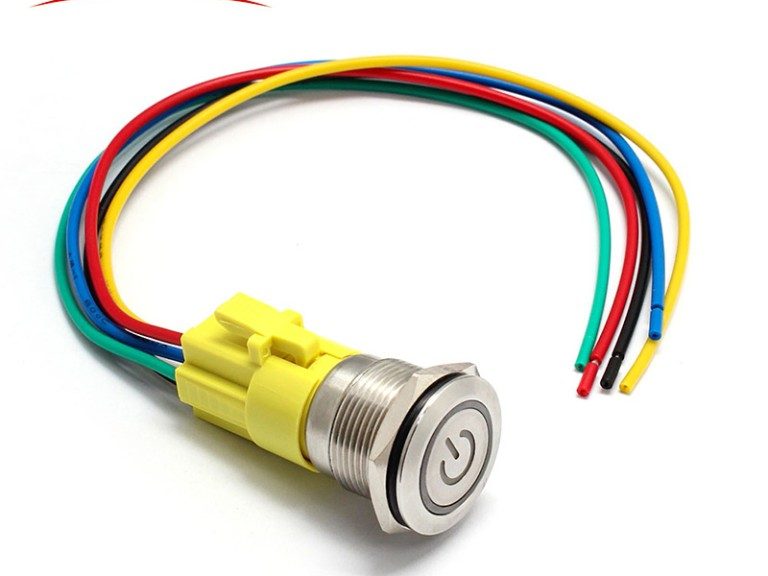Push button switch connector
