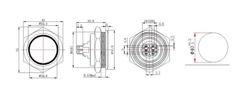 Push button switch with 240V rating Drawings